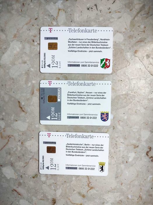 Zestaw 3 kart telefonicznych miasta - Niemcy