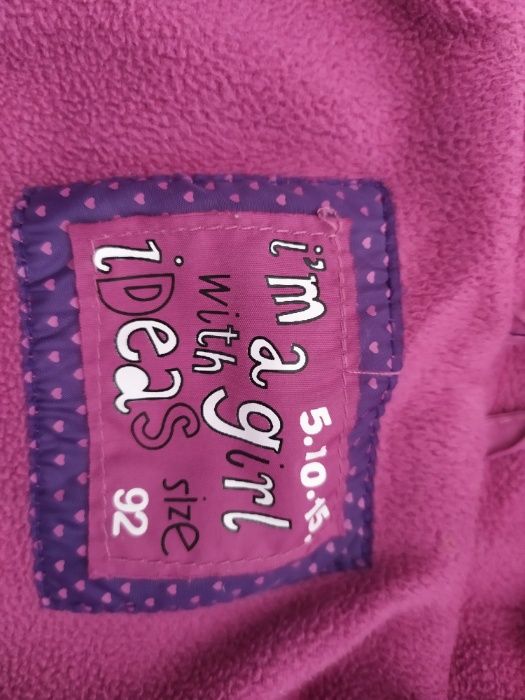 5 10 15 Kurtka zimowa dziewczęca fiolet rozmiar 92-98