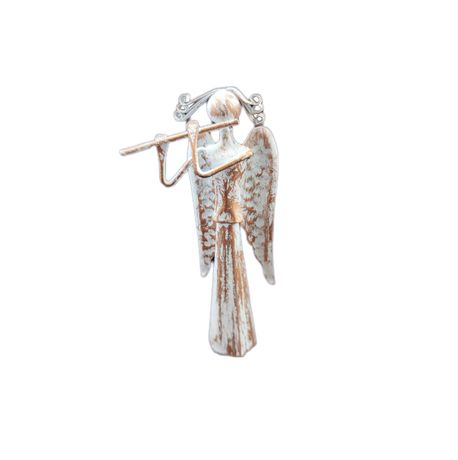 Anioł z Fletem Miedziano-Biały Metalowy Ażurowy Dekoracja Wysyłka