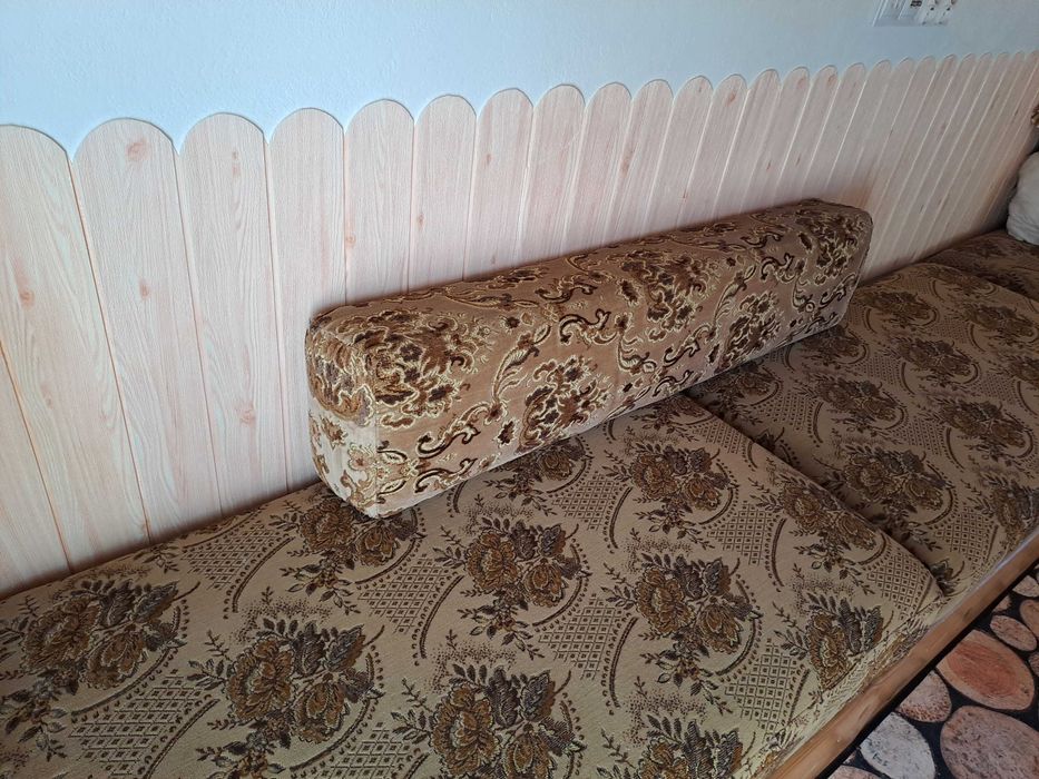 Oparcie łóżka siedziska zagłówek 123x28x18cm tapicerka w kwiaty PRL