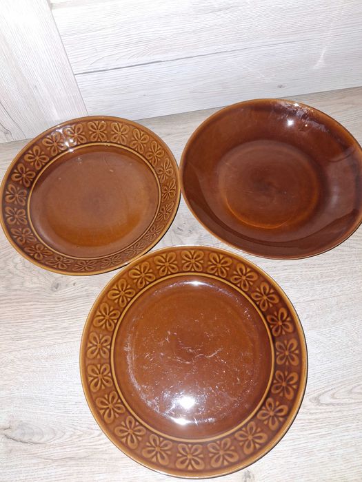 Trzy talerze głębokie Pruszków PRL