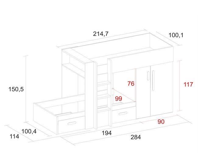 Cama Beliche Reversível com Arrumos