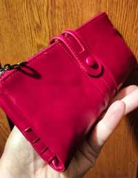 Жіночий шкіряний гаманець клатч червоний