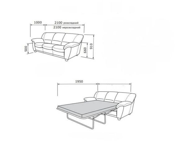 Раскладной диван-кровать с двуспальным  матрасом