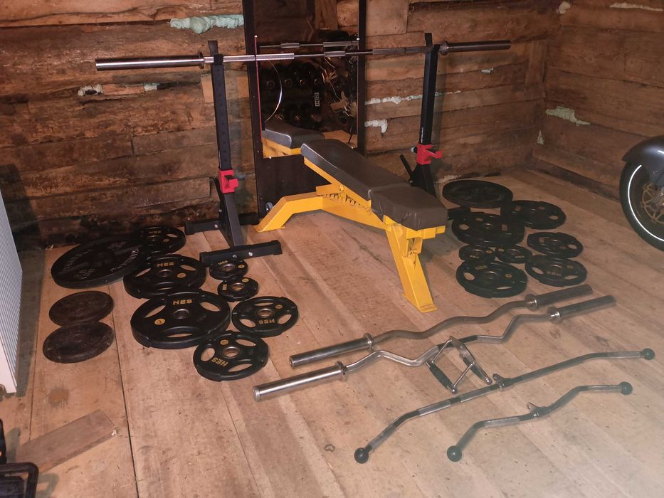 Siłownia sprzęt sztanga ławka wyciąg gryf komplet