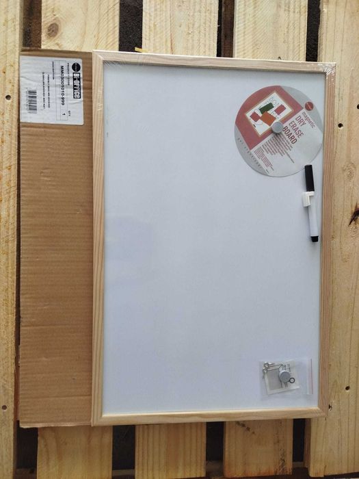 BI-OFFICE Quadro branco magnético com moldura de madeira