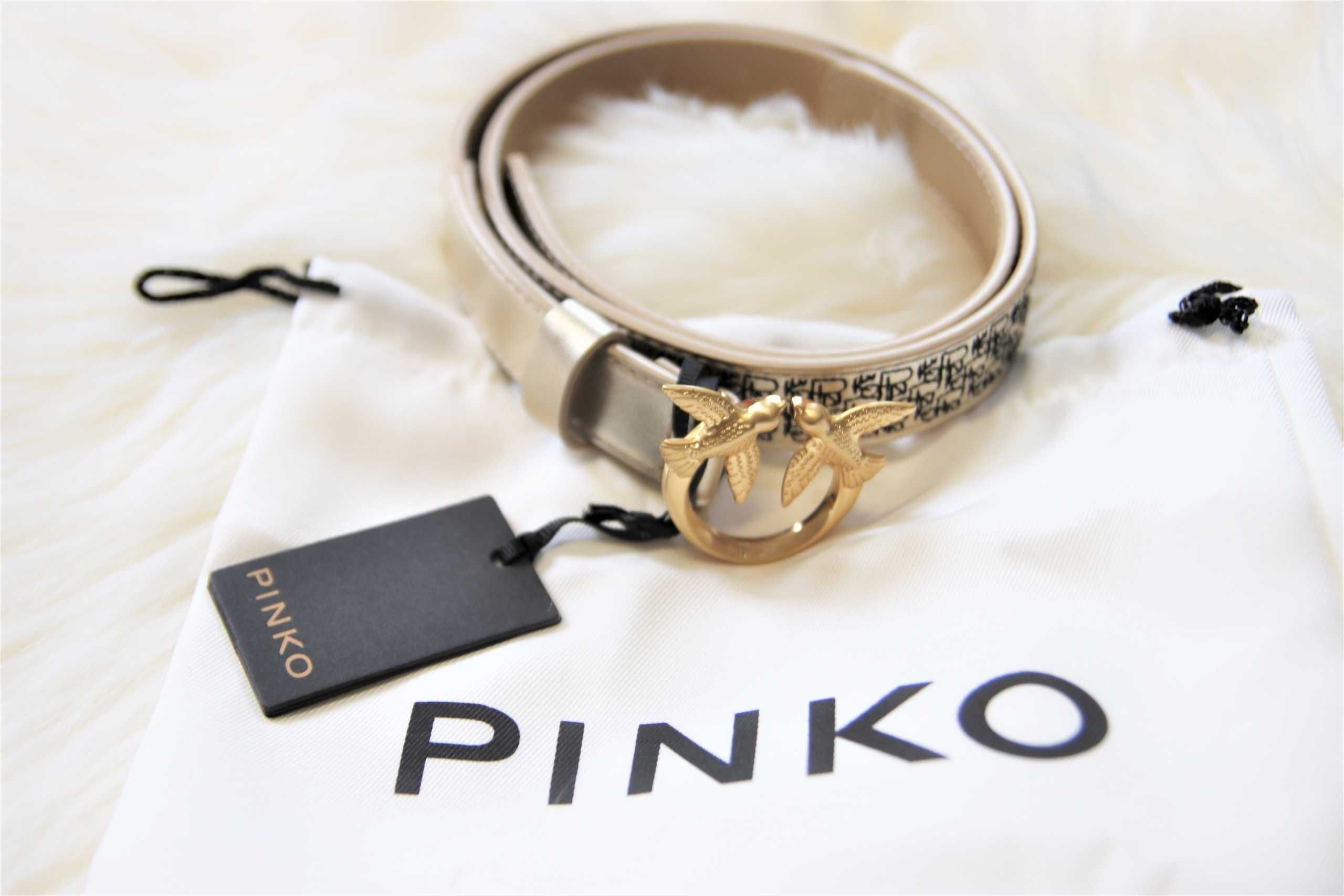Pasek Pinko monogram S gold love berry simply belt