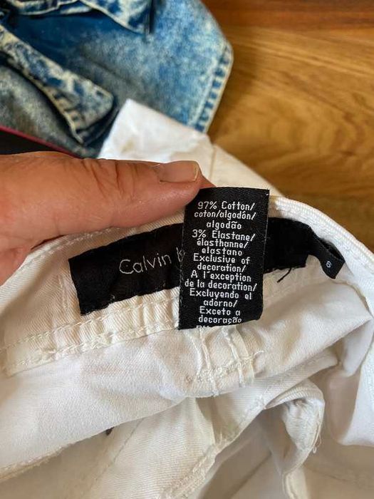 Calvin klein biale spodnie rurki skinny basic capsule xs s 34 36