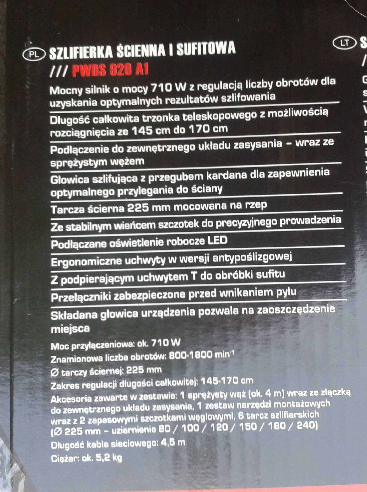 Parkside Scheppach SZLIFIERKA do ścian i sufitów ŻYRAFA PWDS 920 A1