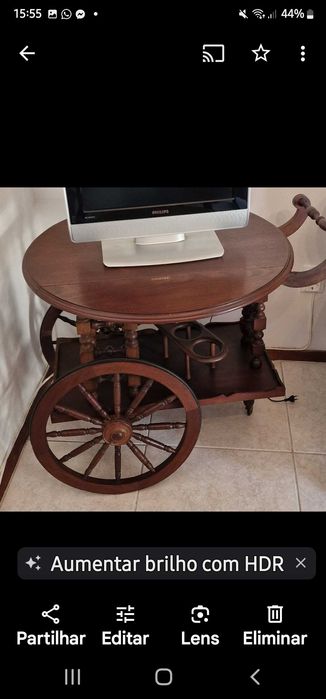 Mesa Bar Carrinho com Abas em Madeira como nova