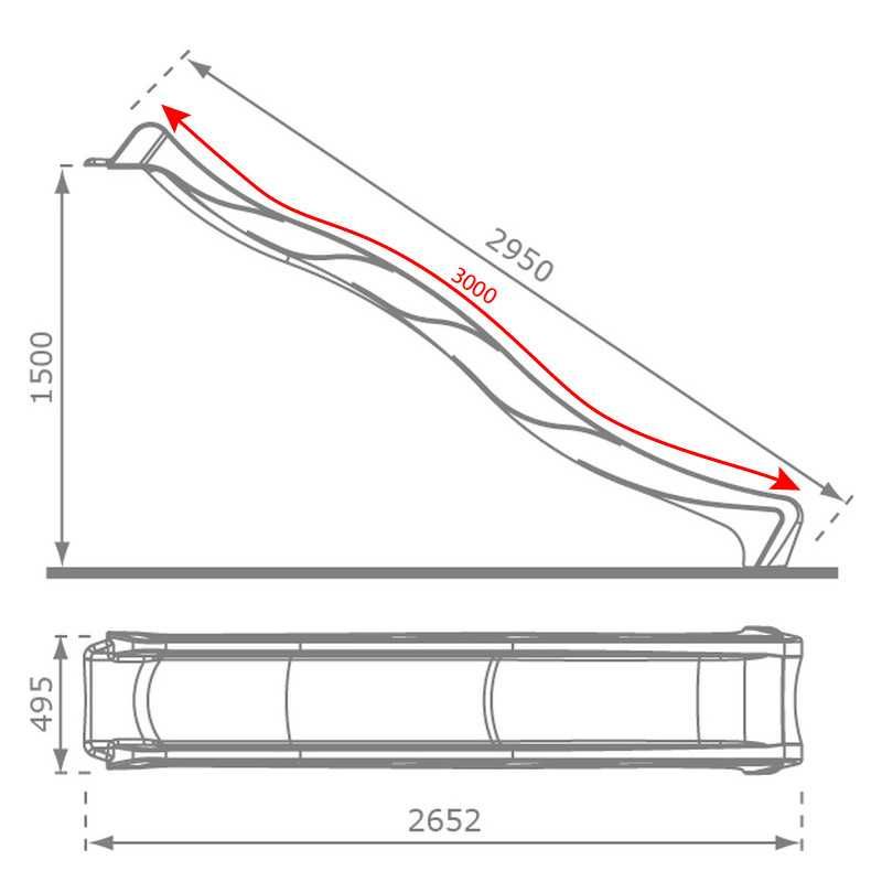 Ślizg "fala" - antracytowy - wysokość 150cm - długość 300cm