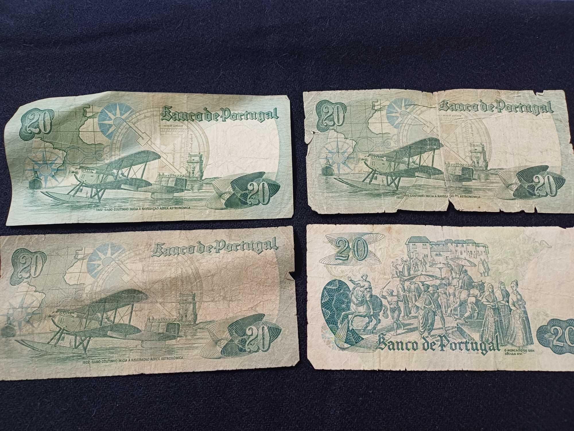 Notas de 20 escudos 4 unidades
