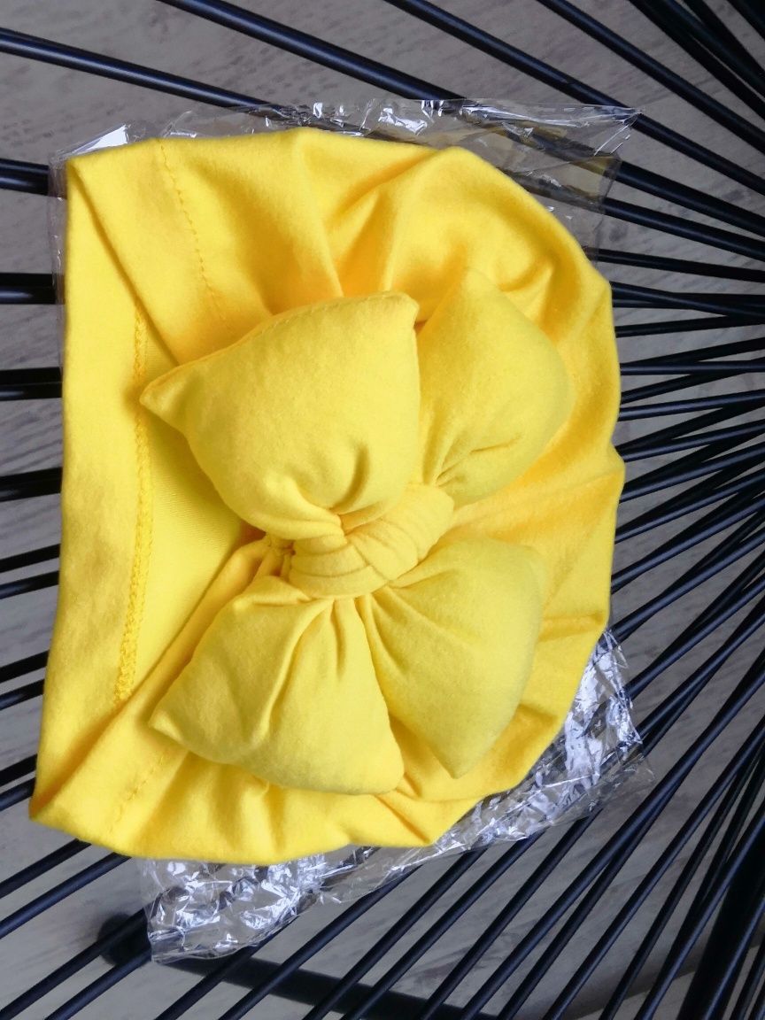 Шапка детская на девочку желтая шапочка весенняя легкая