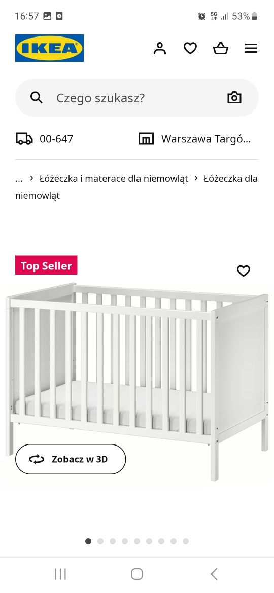 Łóżeczko Ikea białe Sundvik plus materac