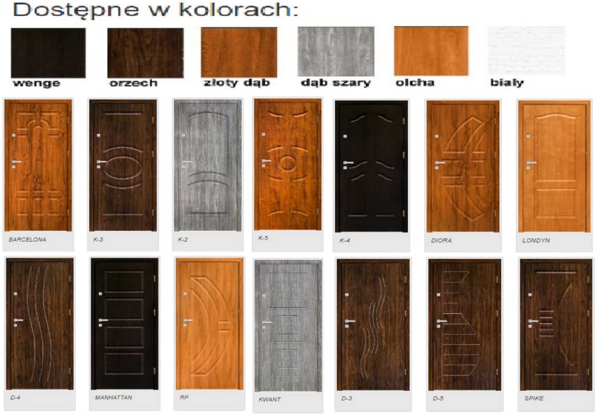 Drzwi wejściowe ZEWNĘTRZNE drewniane i metalowe z montażem