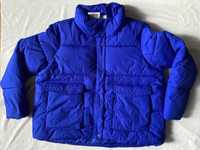 Новая курточка пуфер синяя электрик с карманами короткая