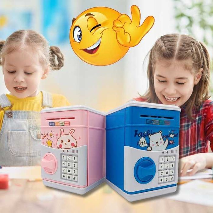 Sejf Skarbonka Bankomat Dla Dzieci Dziecka Duża Elektroniczna Niebiesk