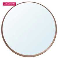 Espelho rendondo IKEA na cor castanho claro como novo