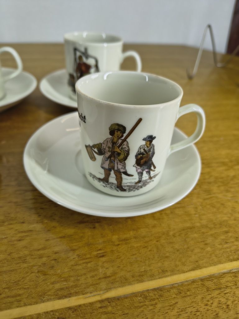 Zestaw 6 porcelanowych filiżanek z podstawkami – Mitterteich Porzellan
