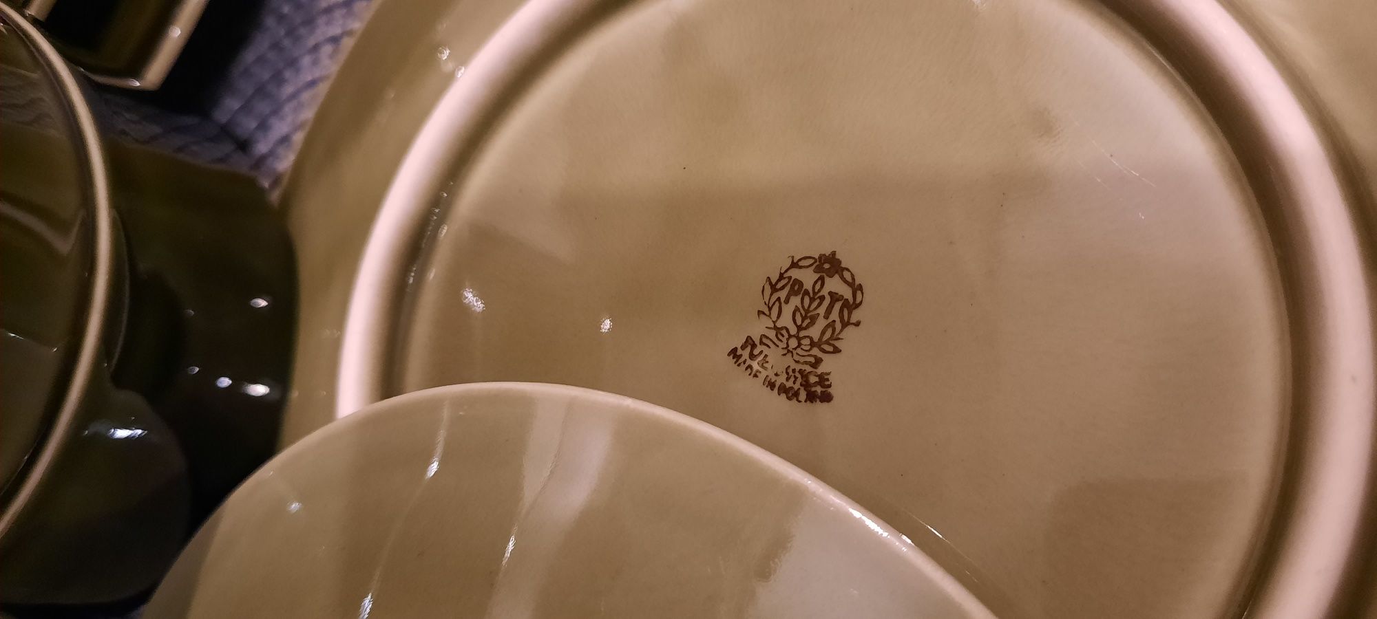 Zielone trio porcelit Tułowice PRL