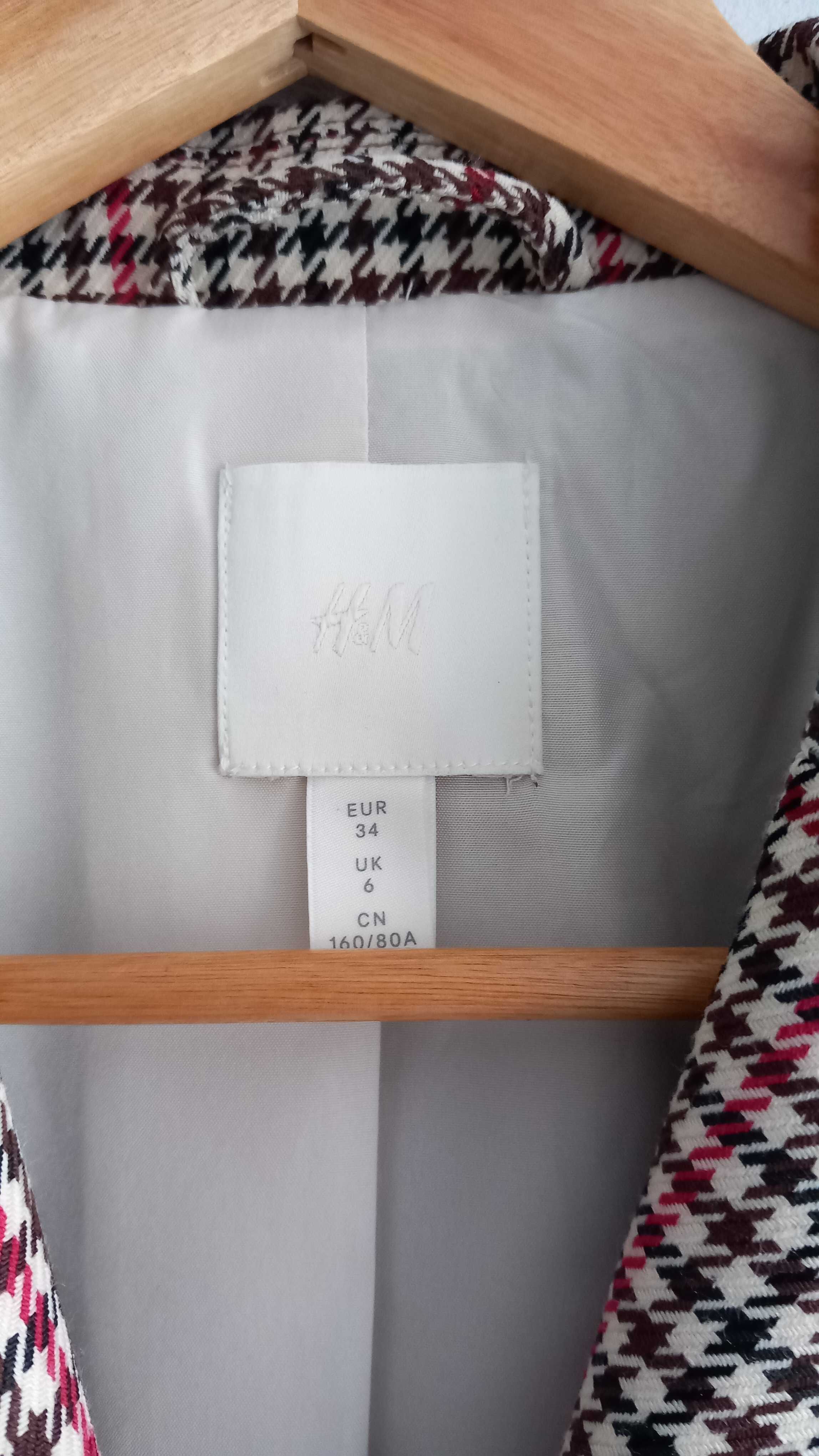 H&M damska marynarka w kratę kratkę z wiskozą