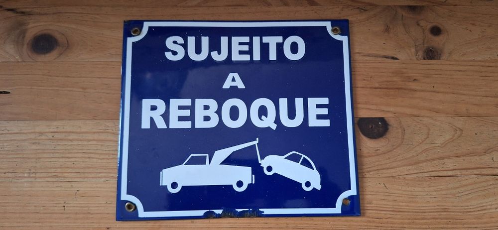 Placa esmaltada publicidade reboque