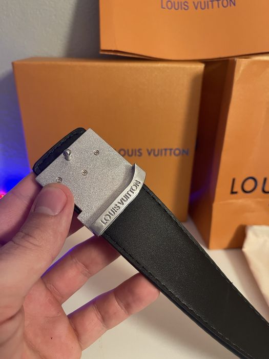 Pasek męski LV 110cm czarny wzor