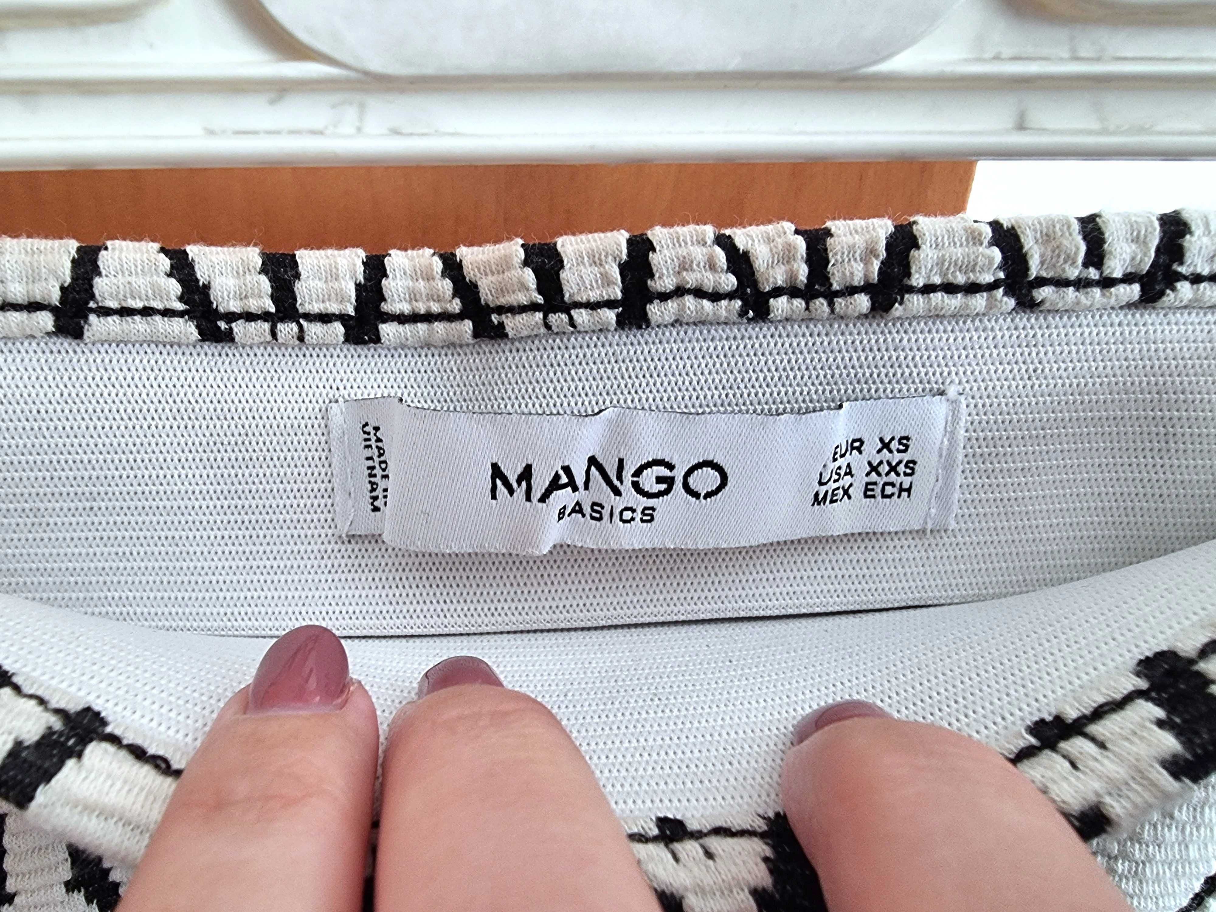 Saia justa com padrão branco/ creme e preto Mango, tamanho XS
