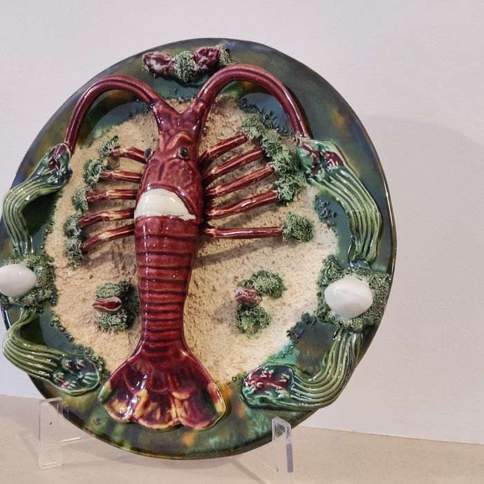 Prato Lagosta, prato relevado (Majolica) prato coleção - 31 cm