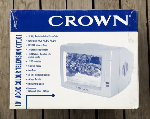 NOWY telewizor kolorowy 10’ CROWN CTF 101 przenośny CRT Samsung retro