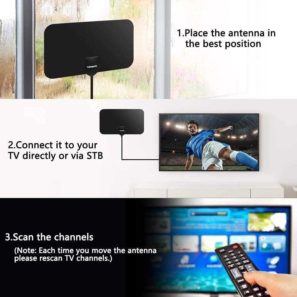 Tellegant antena wewnętrzna DVB-T2 wzmacniacz 4K HEVC do 200km 4m