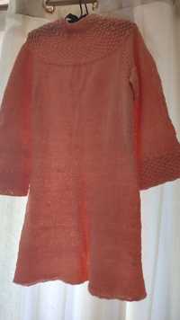 Платье вязаное, персиковый цвет, новое, р 44-46
