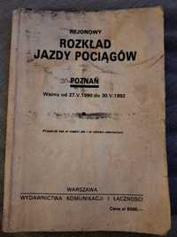 Rejonowy rozkład jazdy pociągów Poznań 90-92r.