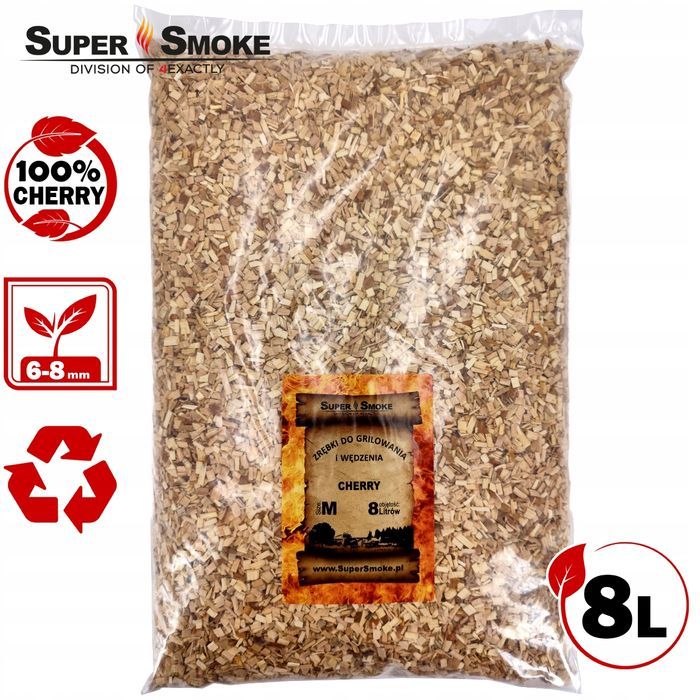 Zrębki Wędzarnicze Super Smoke CHERRY KL-08 (6-8mm) Medium 8 Litrów
