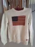 Biały sweter z flagą Ralph Lauren Teens, M