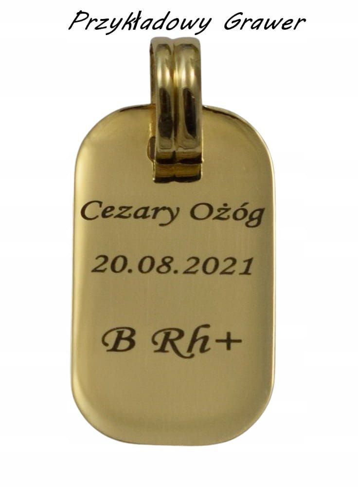 Wisiorek Złoty Nieśmiertelnik Blaszka 585 Grawer Gratis