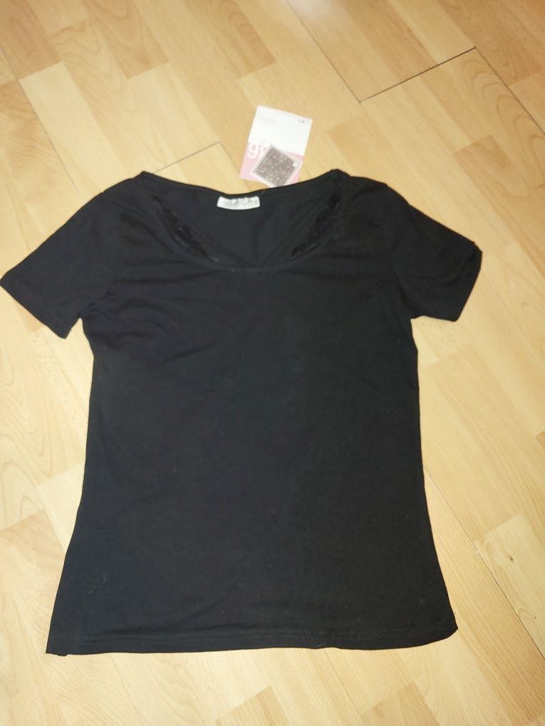 Nowa bluzka tshirt z bawełny urocza r 36 czarna