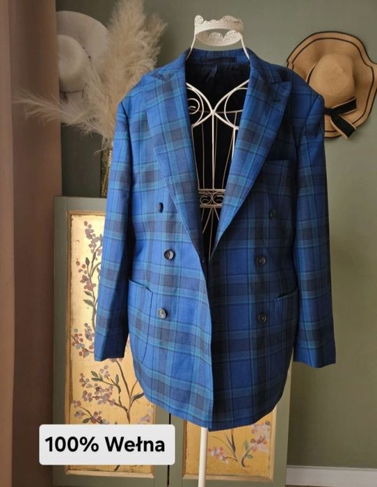 Luksusowa Bielenia Bespoke Marynarka Wełniana Krata Tartan Unisex/Over