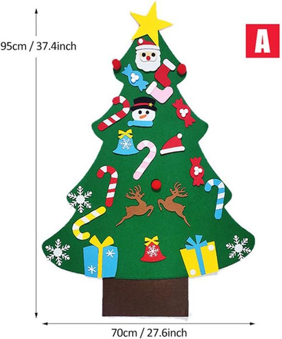 Choinka Ze Zdejmowanymi Ozdobami z Filcu DIY Świąteczna Dekoracja