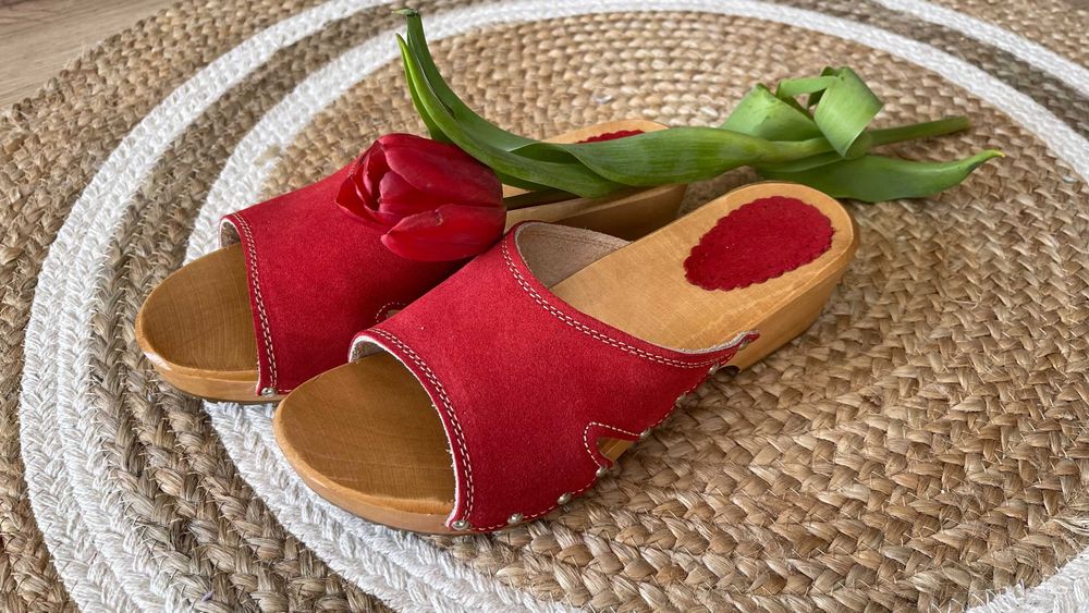 Drewniaki chodaki zamszowe niski obcas wygodne rozmiary od 36 do 41
