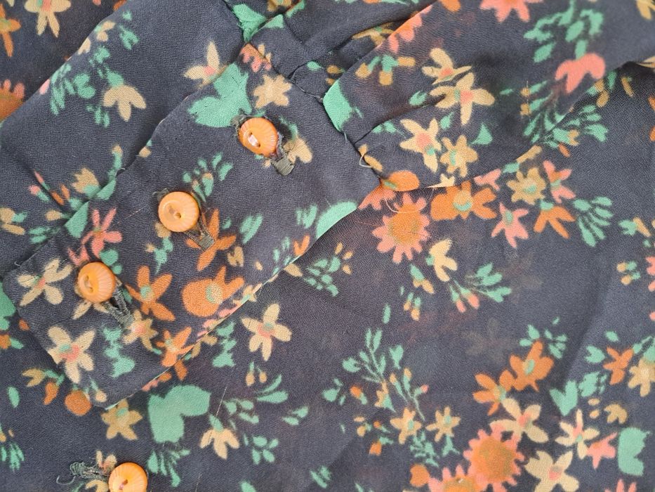 Koszula damska w kwiaty kolorowa 36 38 S M vintage mgiełka