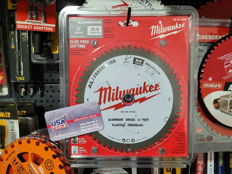 Диск 180/20 мм на 54 зуби по алюмінію EU Milwaukee 48-40-4330