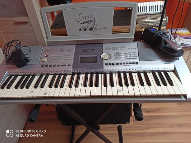 organy keyboard Yamaha PSR 295 statyw sustain zasilacz