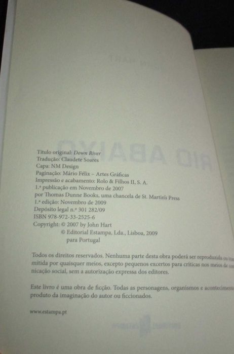 Livro Rio Abaixo John Hart