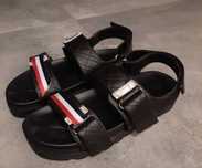 Buty sandaly czarne hilfiger 39 pikowane rzepy gruba podeszwa