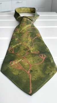 Arty's jedwabny malowany krawat unisex silk tie vintage handmade