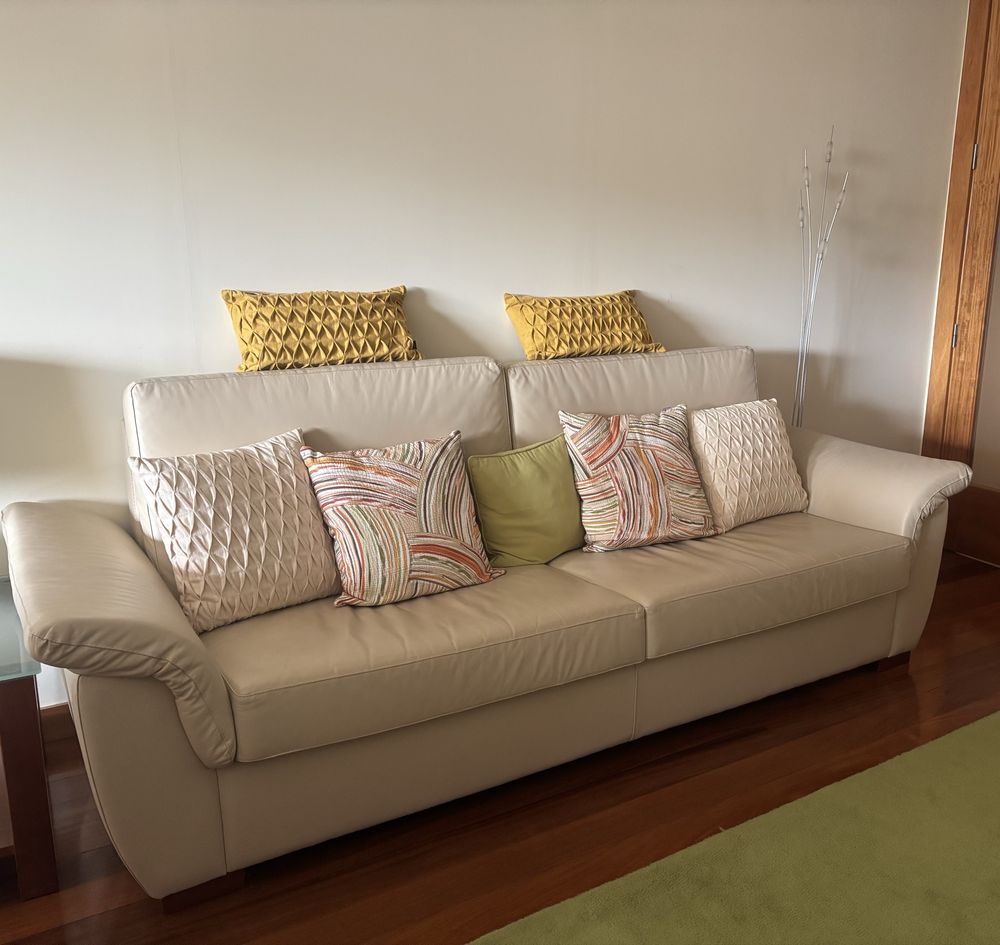 Sofa em pele, com cama francesa
