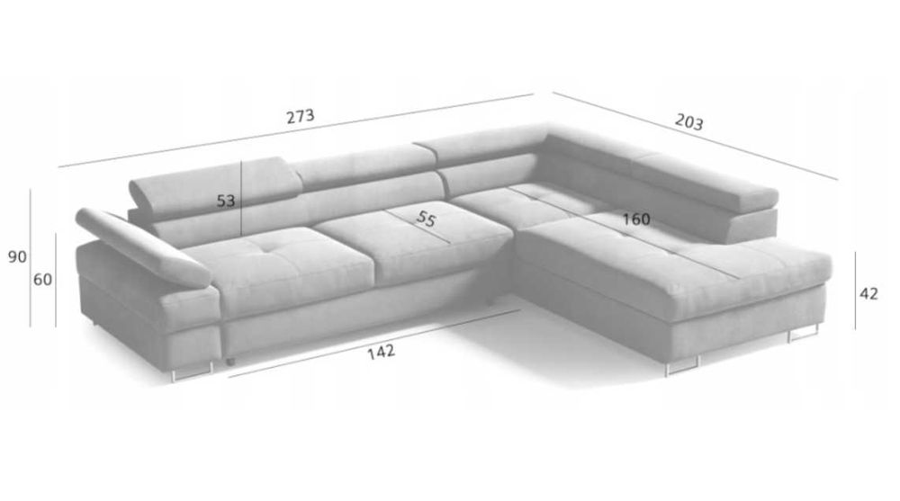 Narożnik L rogówka, zagłówki piki f spania pojemnik DUZO WARIANTÓW
