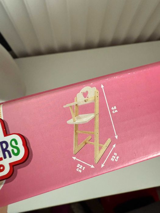 Nowe drewniane krzesełko do karmienia lalek lalki Mini matters toys