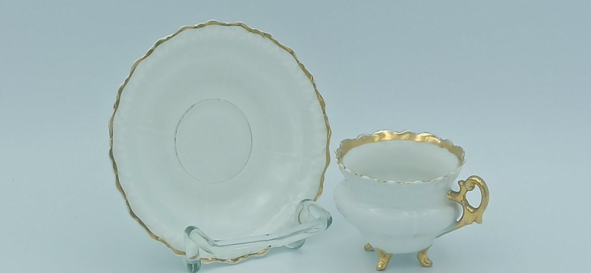 Porcelana Śląska OHME Szczawienko DUO Mokka  Złocenia UNIKAT
